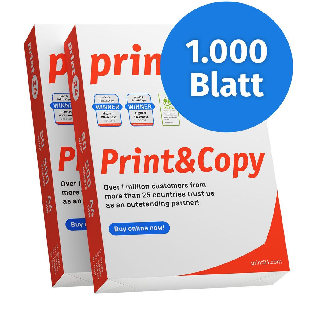 print24 Druckerpapier Kopierpapier 1000 Blatt 2 x 500 A4 Produktbild 
