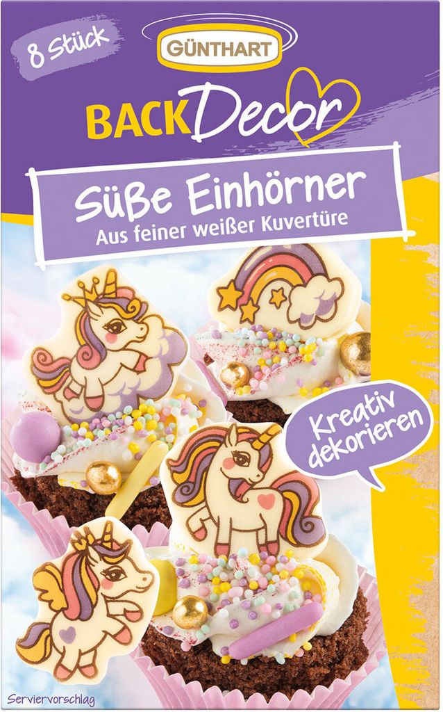 BackDecor Süße Einhörner aus weißer Kuvertüre Produktbild 