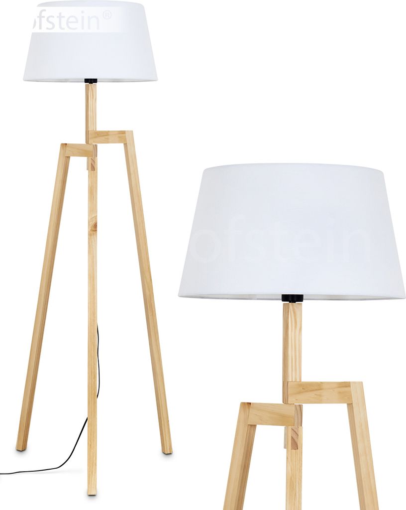 Schiavonea Stehlampe aus Holz/Stoff in Naturfarben/Weiß