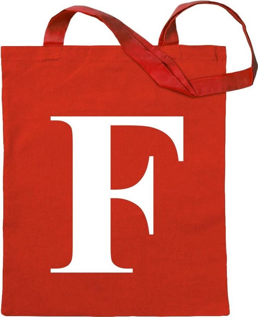 Kiwistar - Baumwolltasche - rot - Buchstabe F - Alphabet - Turnbeutel Fun Rucksack Sport Beutel Gymsack Ziehgurt