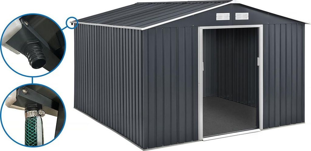 Abri de jardin métal - "Vegas" 12.98 m² avec gouttière - Image du produit 
