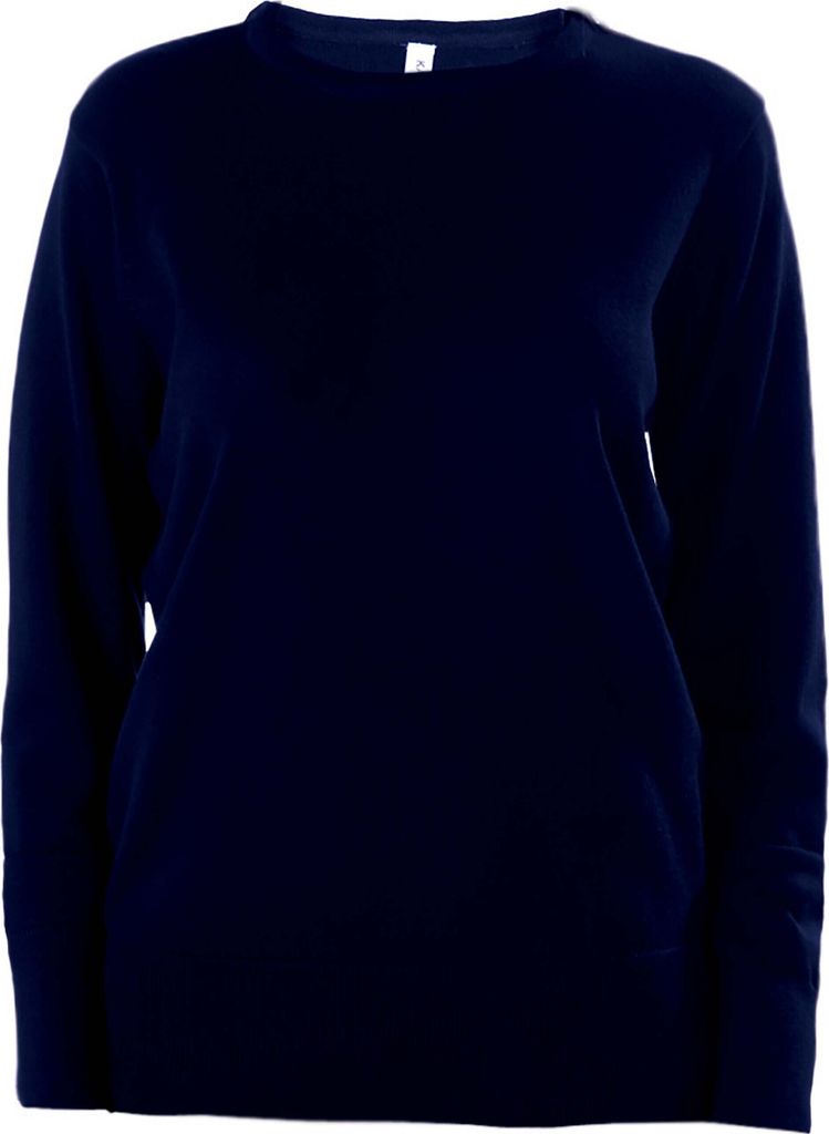 Kariban Damen Sweatshirt Rundhals Langarm Pullover Langarmshirt Basic, Größe:L, Farbe:Navy Blau