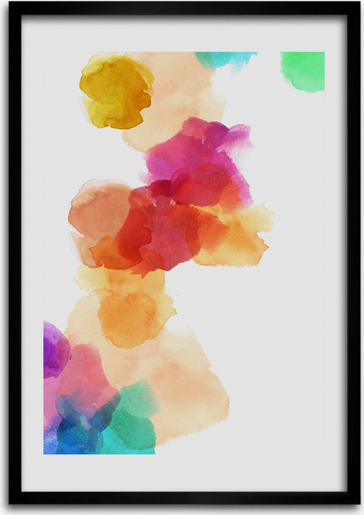 Bild - Bilderrahmen - Foto - 70 cm x 100 cm - MDF - Rahmen - Wandkunst - Bunte Flecken