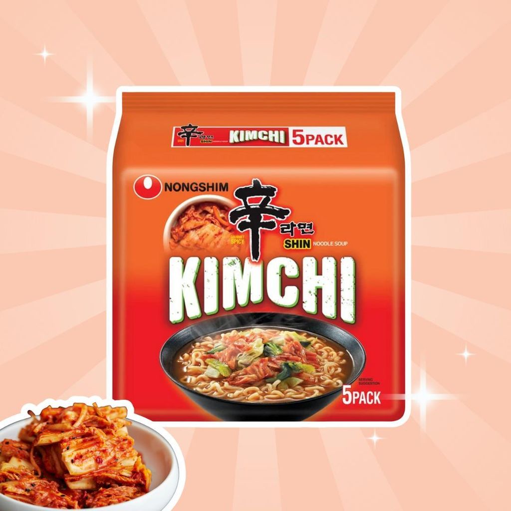 Nongshim Shin Kimchi Ramen – 5er Pack – Würzige Instant-Nudelsuppe mit Kimchi-Geschmack+Heartforcards Versandschutz