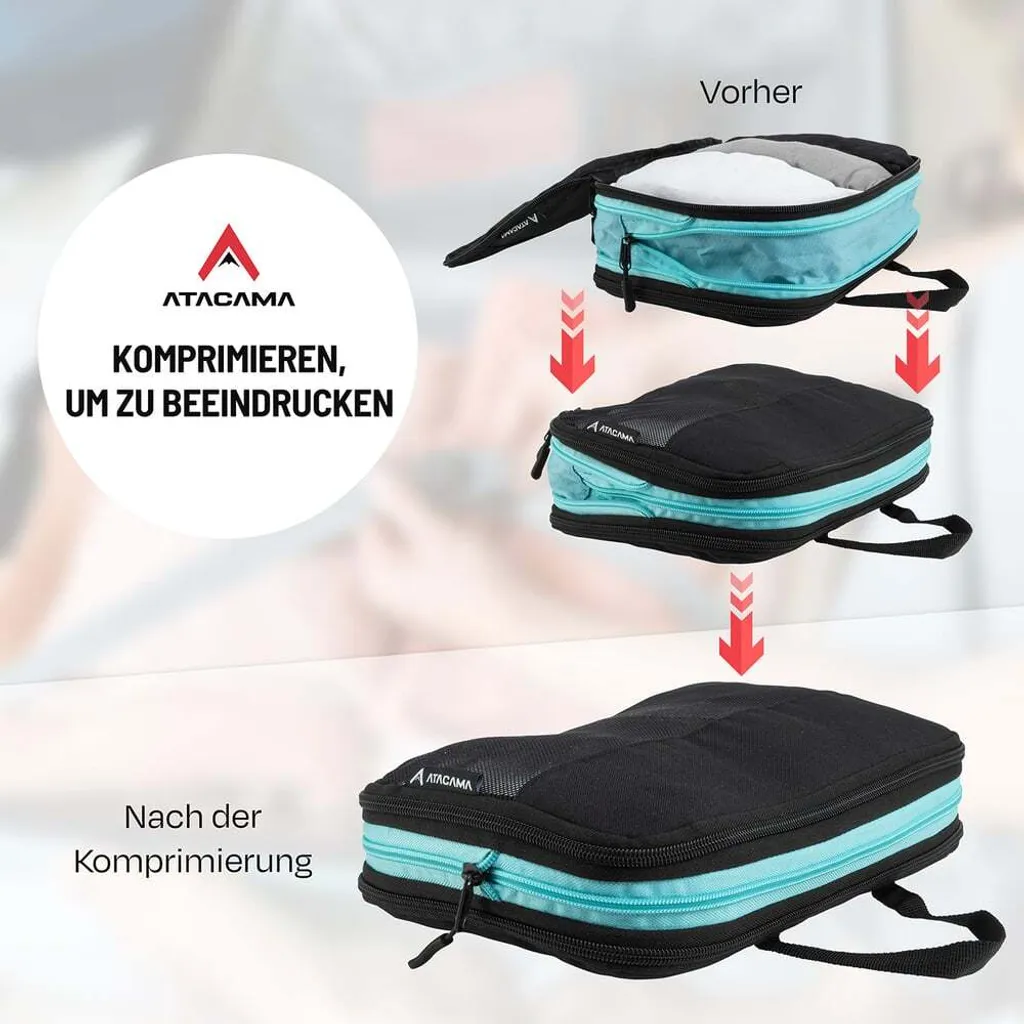 Atacama Compression Packing Cubes Set 8 - Nero - Viaggio in Zaino - 2