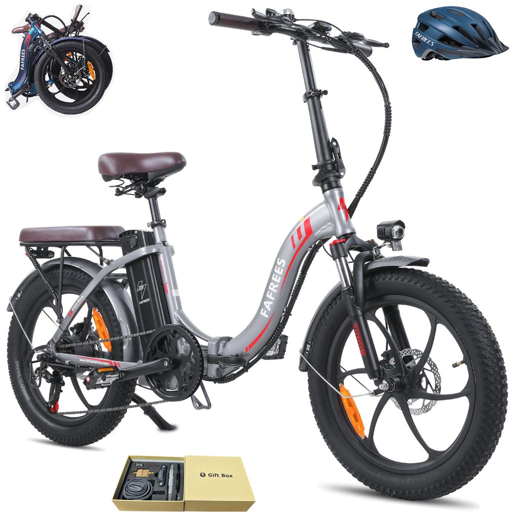 Elektrofahrrad Rostfreie Aluminiumlegierung 36 V 18 Ah 648 Wh Wasserdicht IPX5 bis zu 120 - 150 km E-bike klapprad 20 zoll mit 7 Gang, Grau