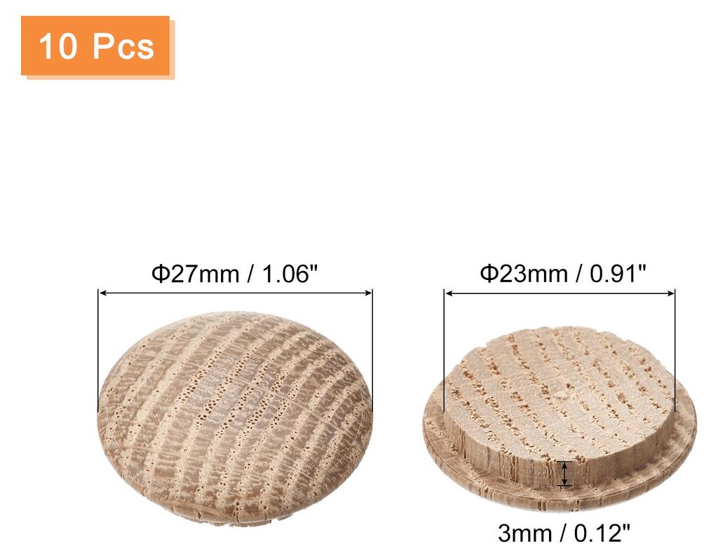 Holzstopfen, 10 Stš¹ck 27 x 23 mm - Eichenholz-Knopfstopfen, Schraubenlochabdeckungen, dekorative Holzabdeckung fš¹r Treppenstš¹hle, M?bel un...