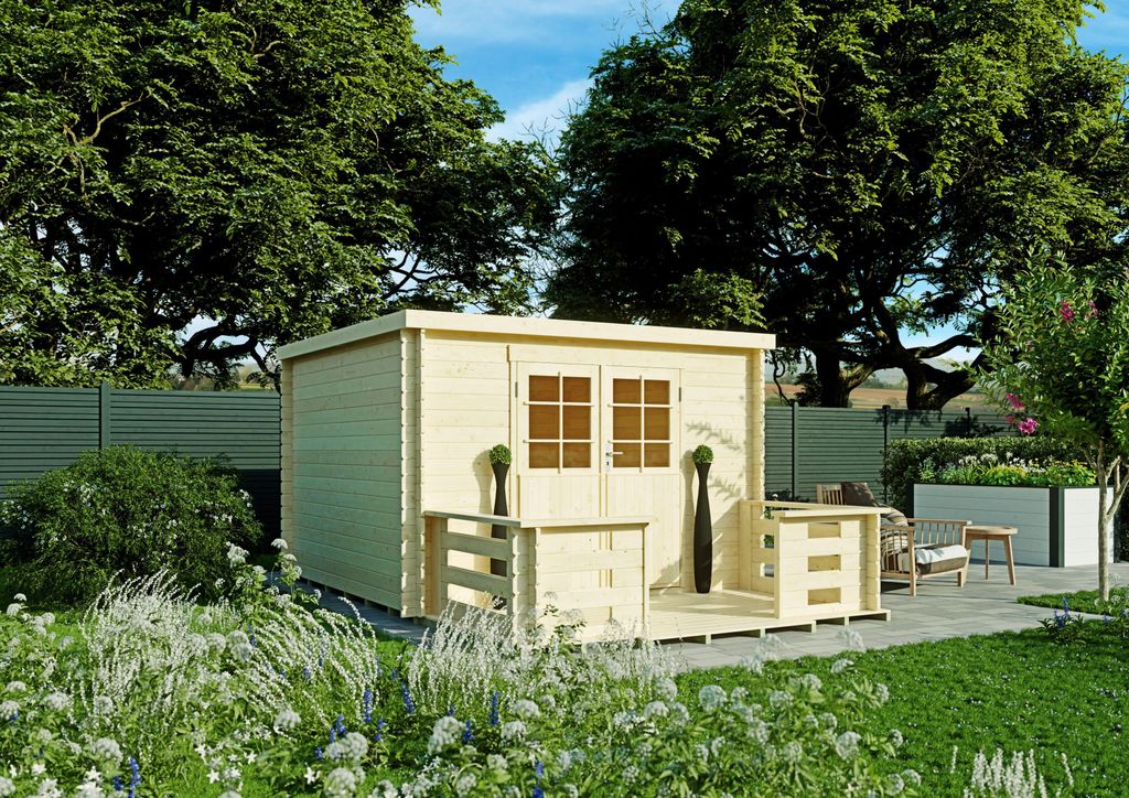 Gartenhaus Mansfield IV 3,00x3,00 m - inklusive Terrasse und langlebigen EPDM-Dach