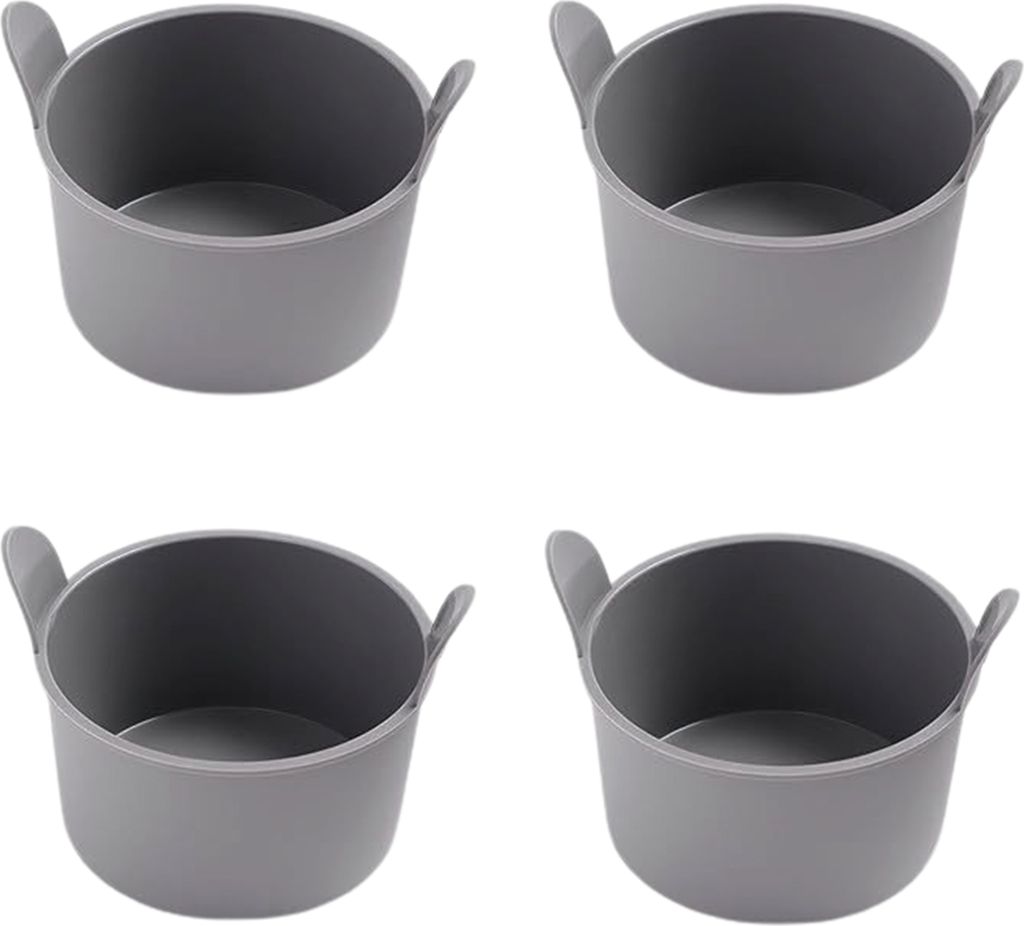 4-teilige Frittier-Eierpochierform mit Griff, antihaftbeschichtet, rund, leicht zu lösen, hitzebeständig, lebensmittelechtes Silikon, pochierter ...