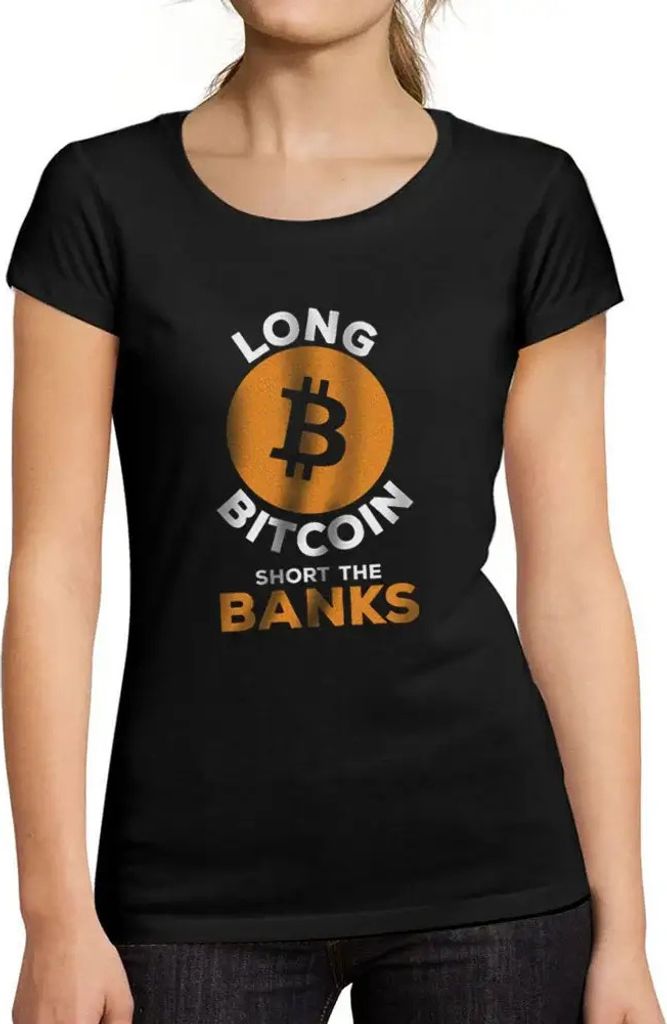 Damen Grafik T-Shirt Bitcoin Short The Bankers Btc Hodl Crypto Traders Öko-Verantwortlich Vintage Jahrgang Kurzarm Lustige Druck Geburtstag Geschenk