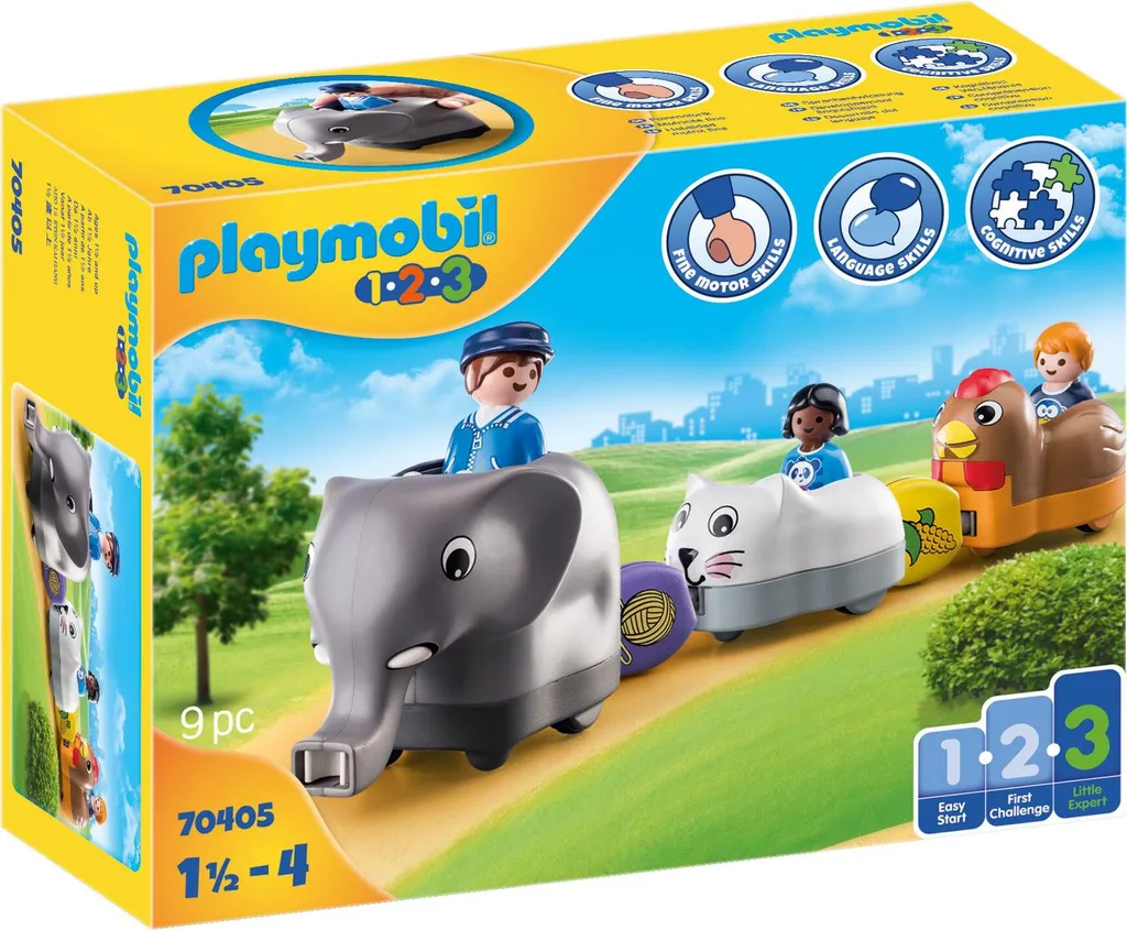 Train à pousser avec animaux rigolos PLAYMOBIL 1.2.3 jouet d'éveil bébé