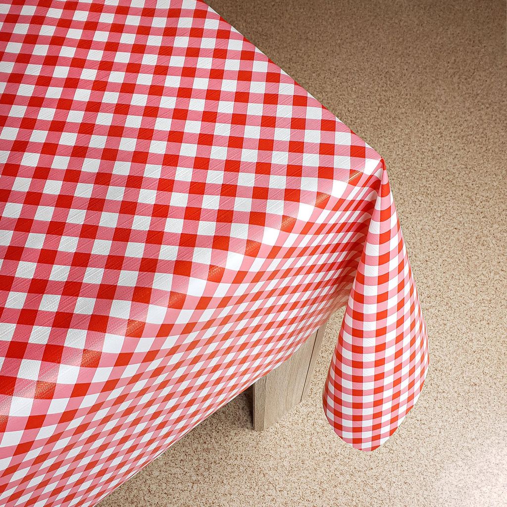 Wachstuchtischdecke 140x70 cm - Rot Kariert - Wachstischdecke mit wasserabweisender und lebensmittelecht PVC-Beschichtung - Outdoor-Tischdecken fü...