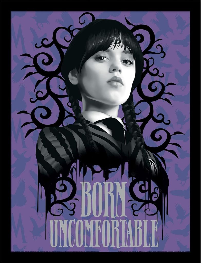 Wednesday - "Uncomfortable" Gerahmtes Poster PM12345 (45 cm x 35 cm x 1,7 cm) (Violett/Schwarz)