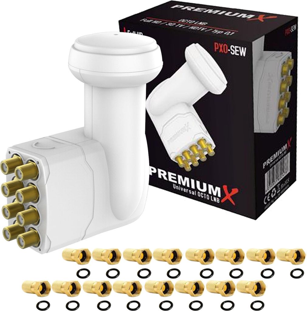 PremiumX Octo LNB weiß SAT für 8 Teilnehmer DVB-S2 HD 4K Produktbild 