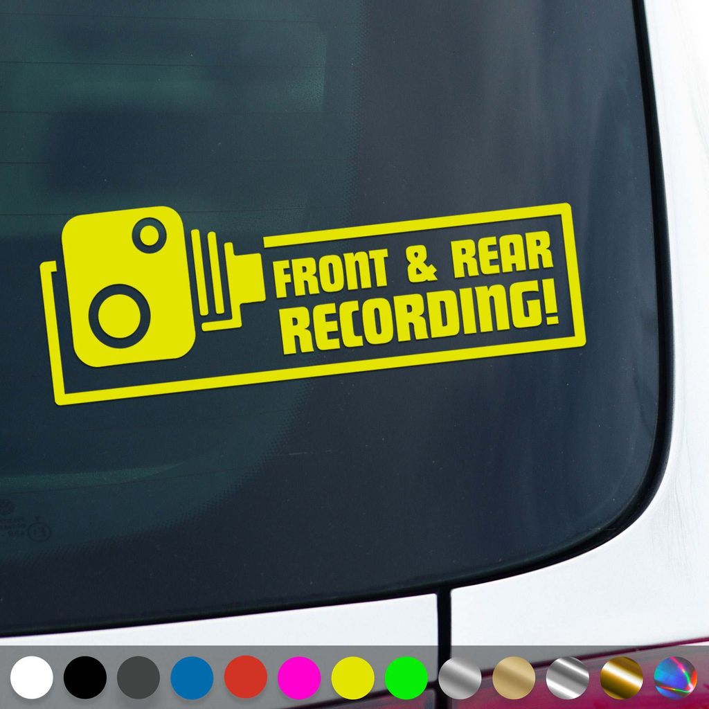 PantherPixel Dash Cam Aufkleber Videoufnahme Vorn Hinten Kamera Sticker Auto Geschenkidee Farbe Neon-Gelb