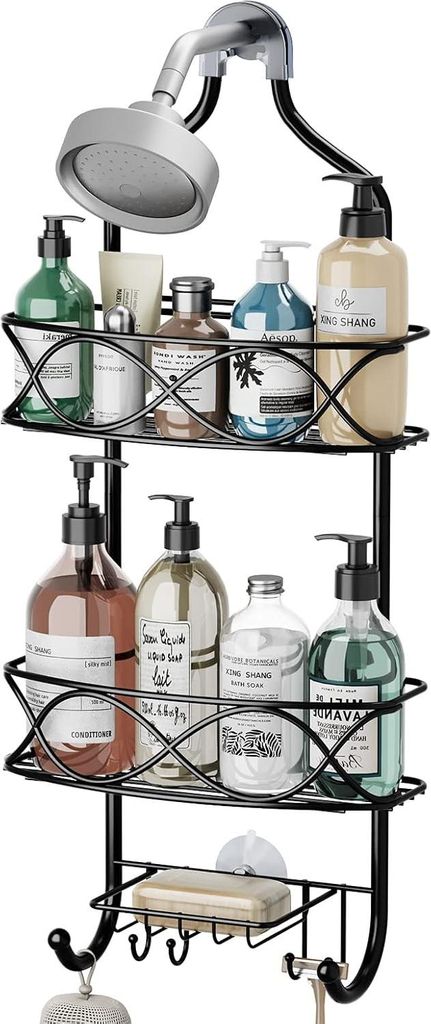 Hängender Duschkorb aus rostfreiem Metall, ideal für die Dusche, zur Aufbewahrung von Shampoo, Spülung, Duschgel, Seife, Rasierern, Duschschwamm...