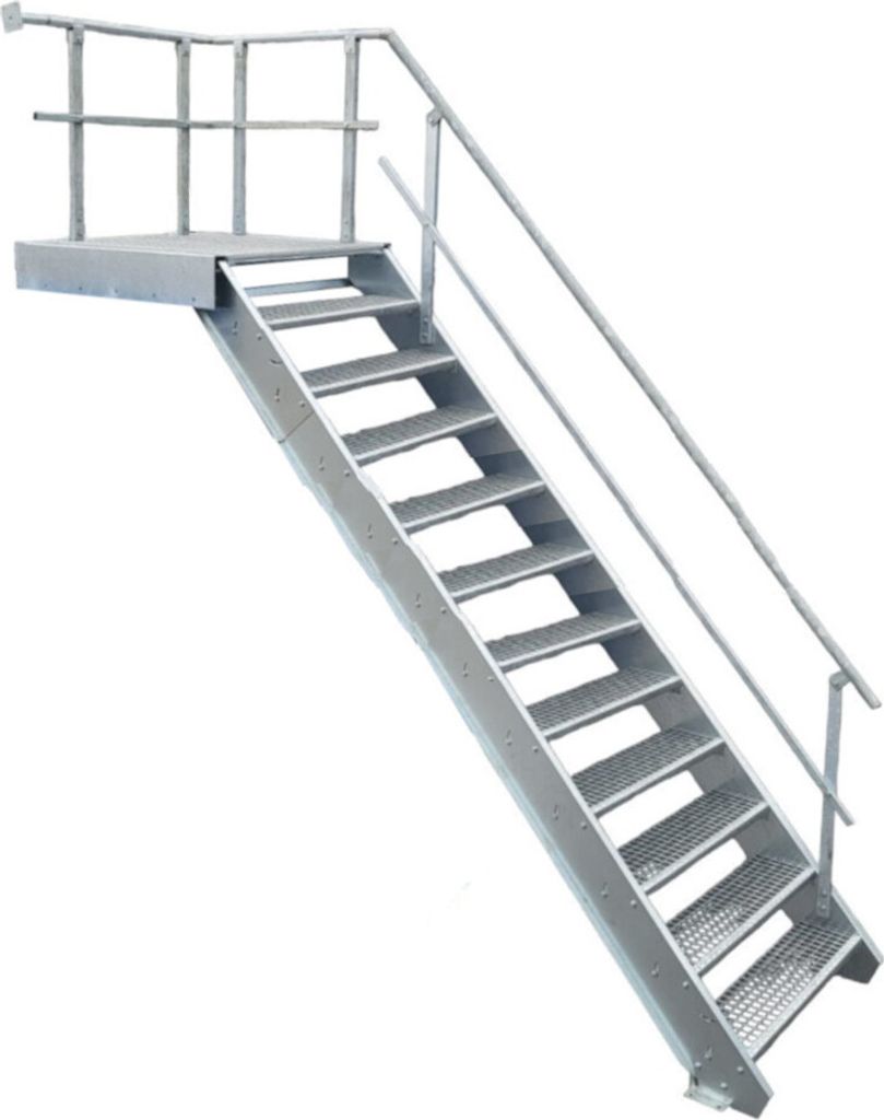 11 Stufen + Podest Stahltreppe mit Geländer rechts / Produktbild 