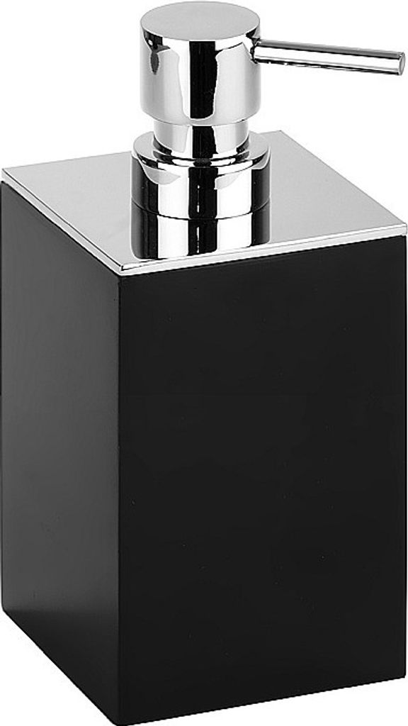 MAX Seifenspender Polyresin Messing Chrom Schwarz 75x160x86 mm, 200 ml für Bad & Küche >> freistehend anwendbar