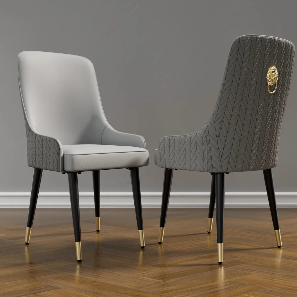 Lot de 2 chaises de salle à manger FATIVO grises, dossier haut et confort