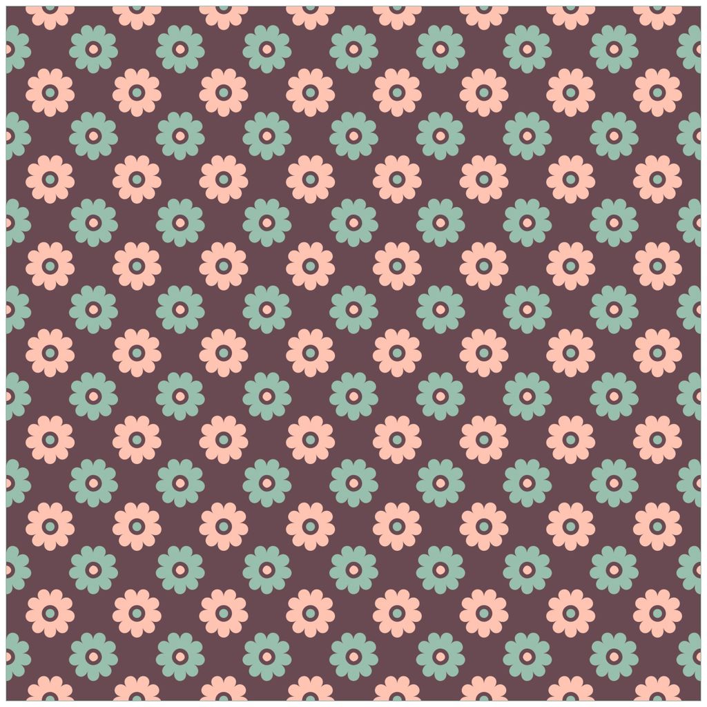 Wallario Premium Glasbild, freischwebende Optik, kräftige Farben, Größe 50 x 50 cm Motiv Muster mit grünen und rosa-farbenen Blüten