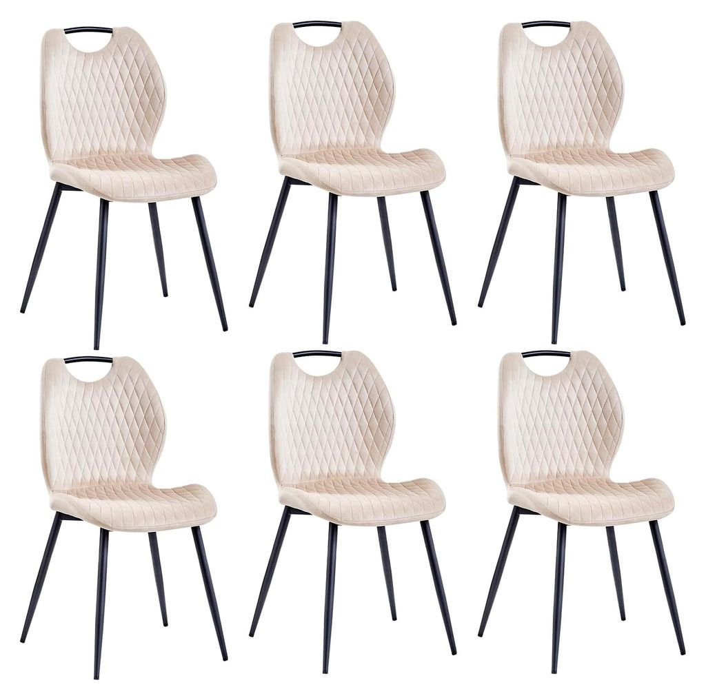 Esszimmerstühle, 6er-Set, Küchenstühle, Polsterstühle, Wohnzimmerstühle, Stoffrückenlehnen und Metallbeine, geeignet für Esszimmer, Küchen ...