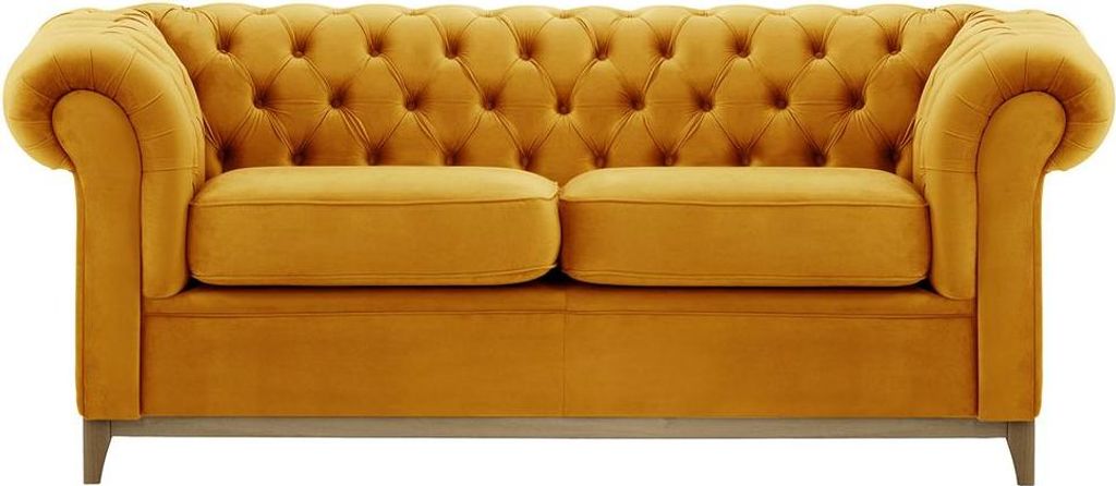 Dreisitzer-Sofa Chesterfield Wood-Velluto 8-wax black