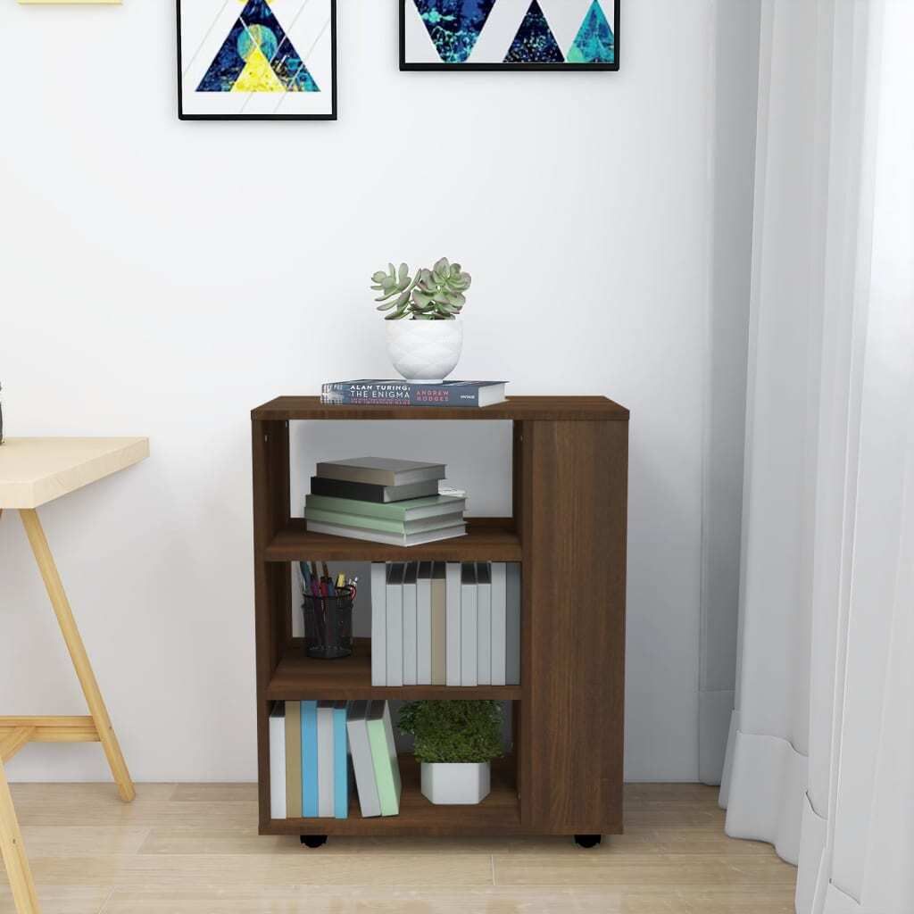 vidaXL Szafka na kółkach brązowy dąb 60x35x75 cm materiał Zdjęcie produktu 6