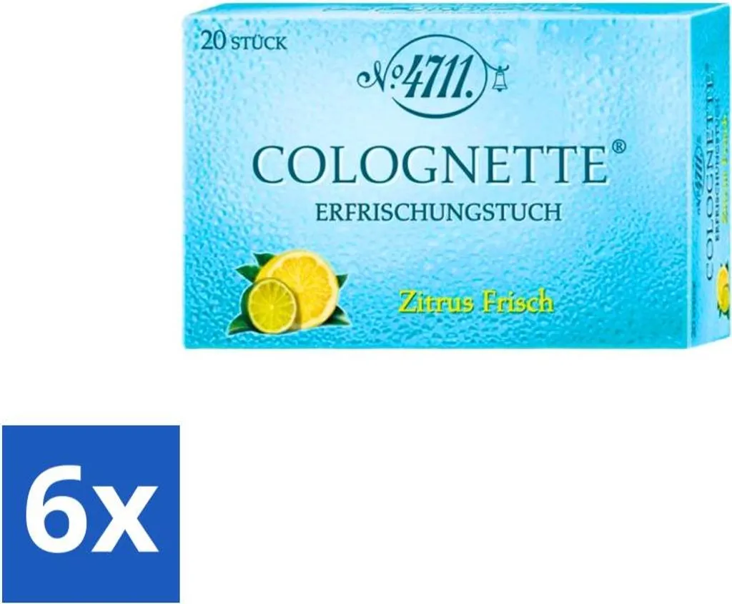 Set 6x 4711 Salviettine Rinfrescanti Profumo Limone 20pz Viaggio