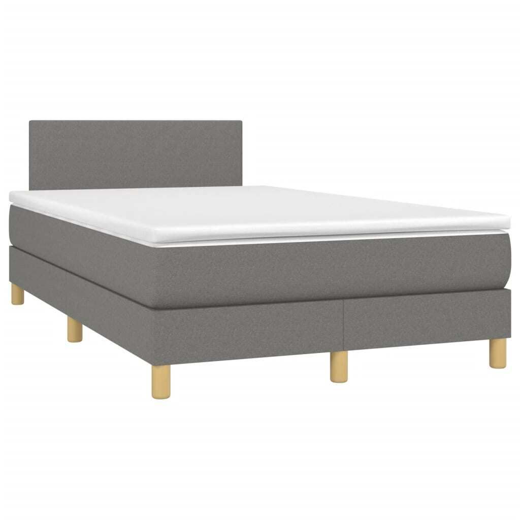 Ankonbej Boxspringbett mit Matratze & LED Dunkelgrau 120x190 cm Stoff