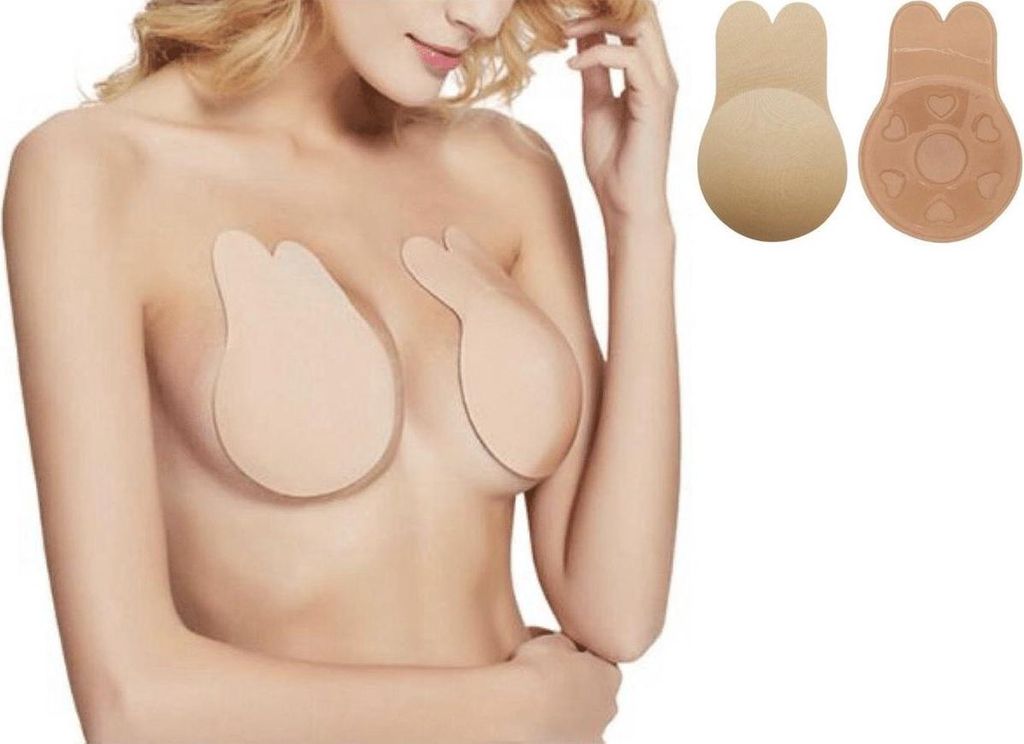 Jumada's - : Neuestes Modell mit Klebe-BH: Push-Up-Brustwarzenschutz Bunny, trägerloser Lift-Effekt, selbstklebend, sexy und unsichtbar, rückenfr...