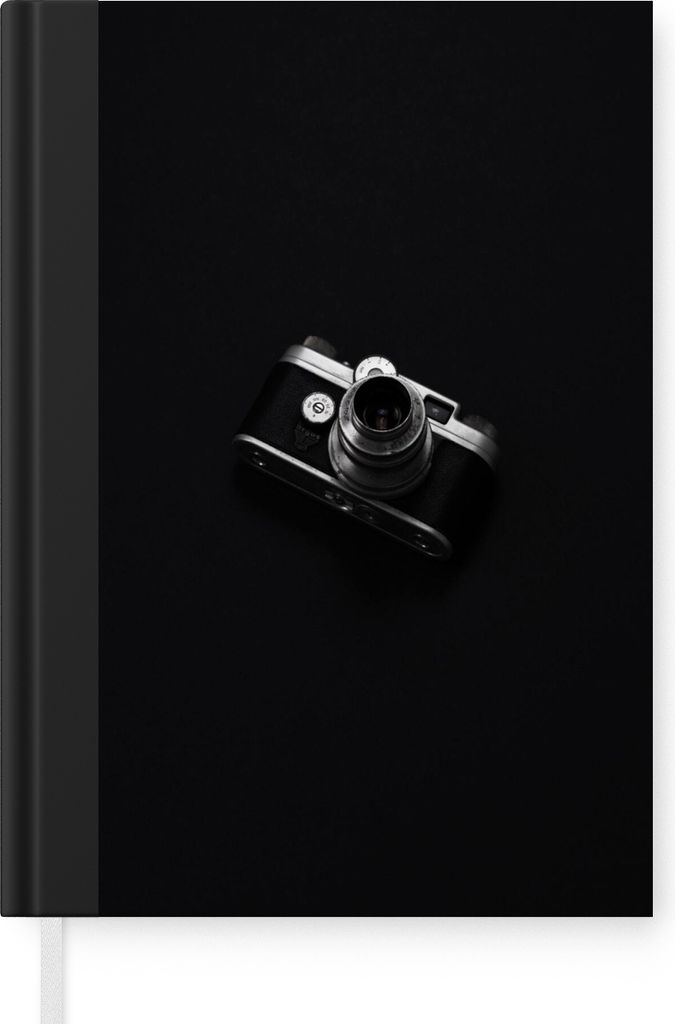 MuchoWow Notizbuch Tagebuch Haushaltsbuch Notebook A5 Schwarz - Kamera - Design - Weiß - Notizblock - Notizheft - Notebook - Schreibblock - Papier