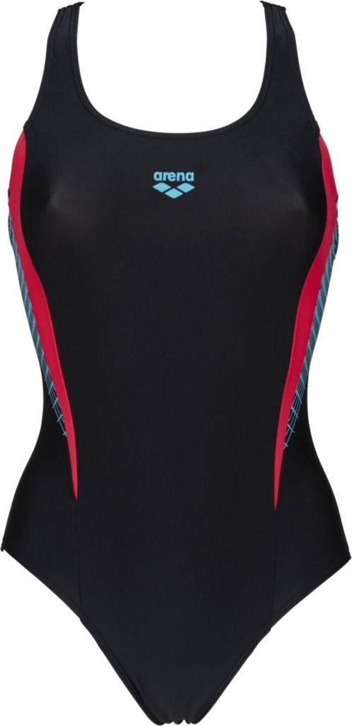 arena Badeanzug Damen W Threefold V Back chlorresistent, Farbe:Black, Größe:38