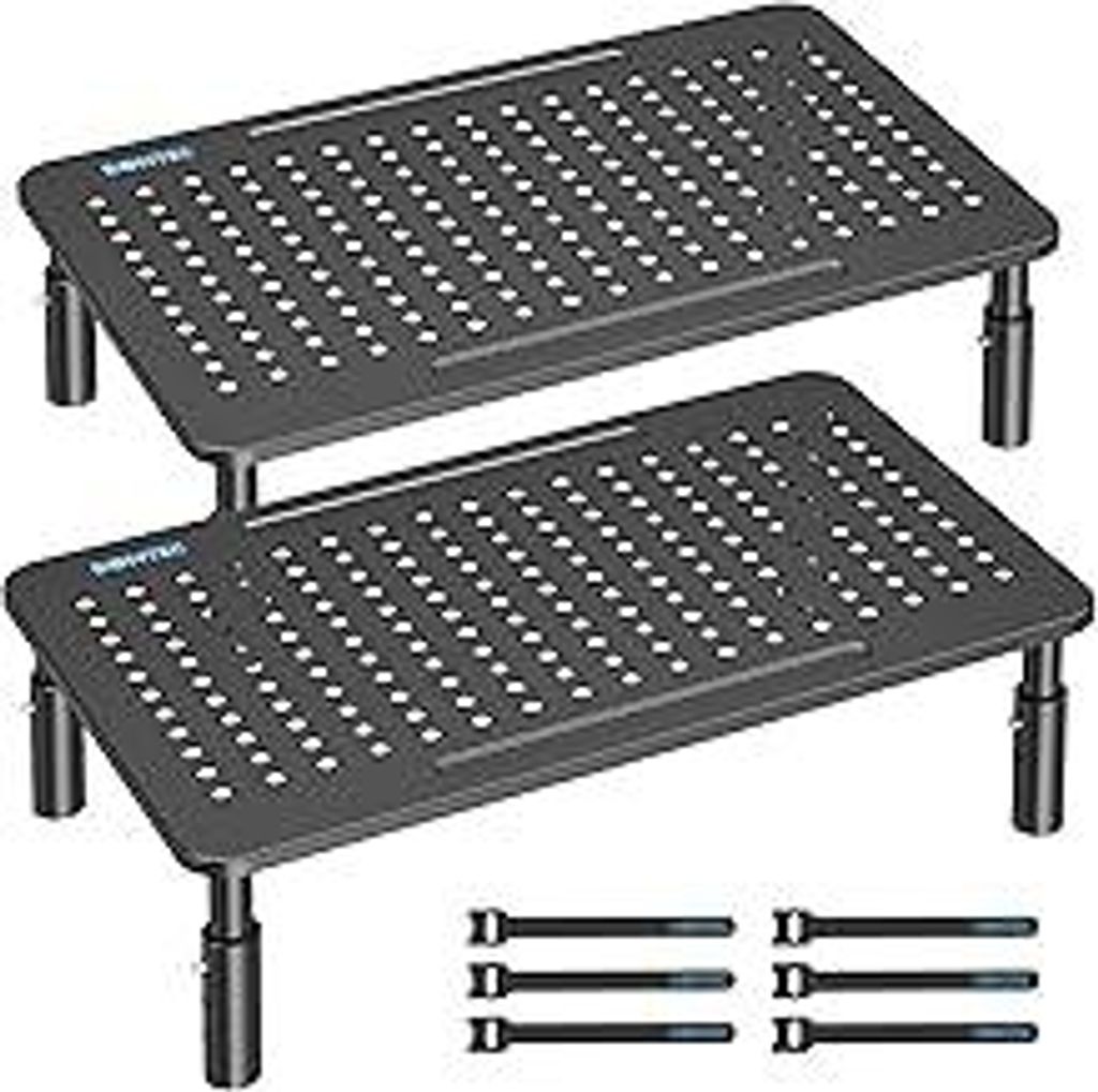 BONTEC Monitorständer Höhenverstellbarer Bildschirmständer Monitor-Raiser Ergonomischer aus hochwertigem Metall Ständer für Laptop, Computer, ...