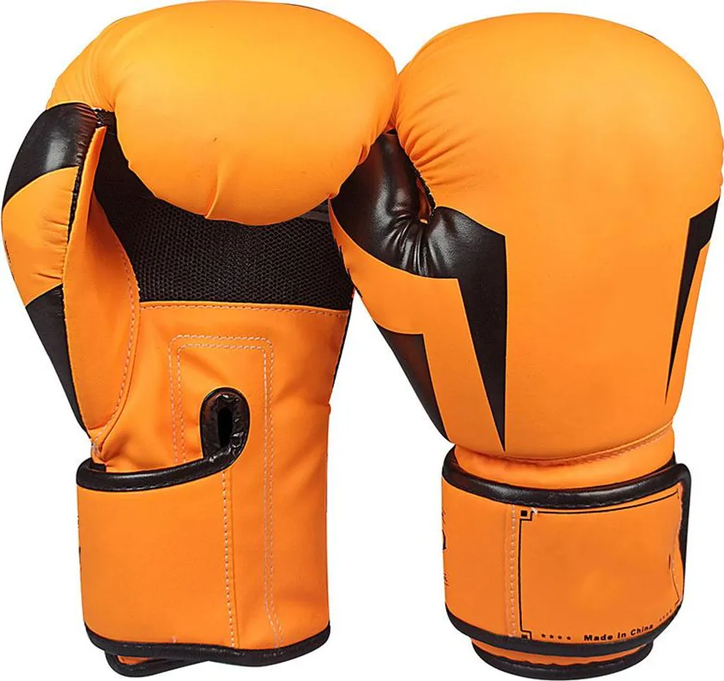 Gants de boxe 8 oz rembourrés en cuir PU orange pour entraînement ado