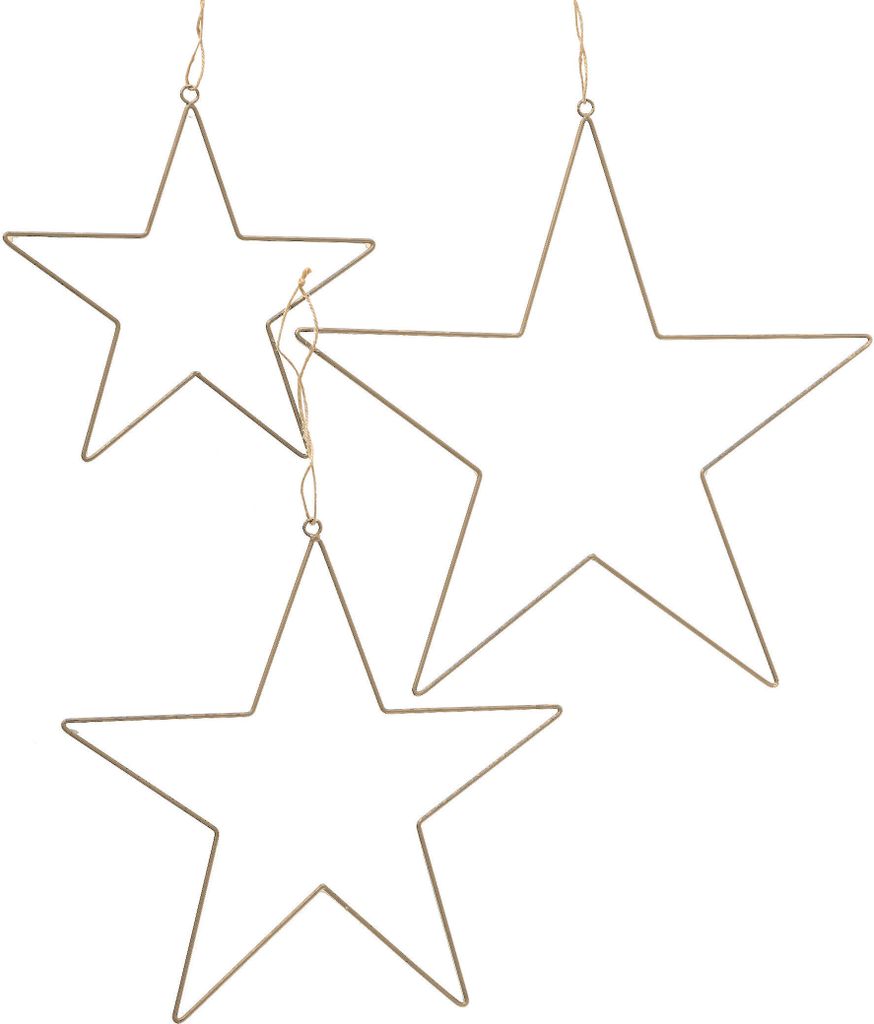 Set di 3 stelle in ferro da appendere - 30 cm, 40 cm, 50 cm Immagine del prodotto 