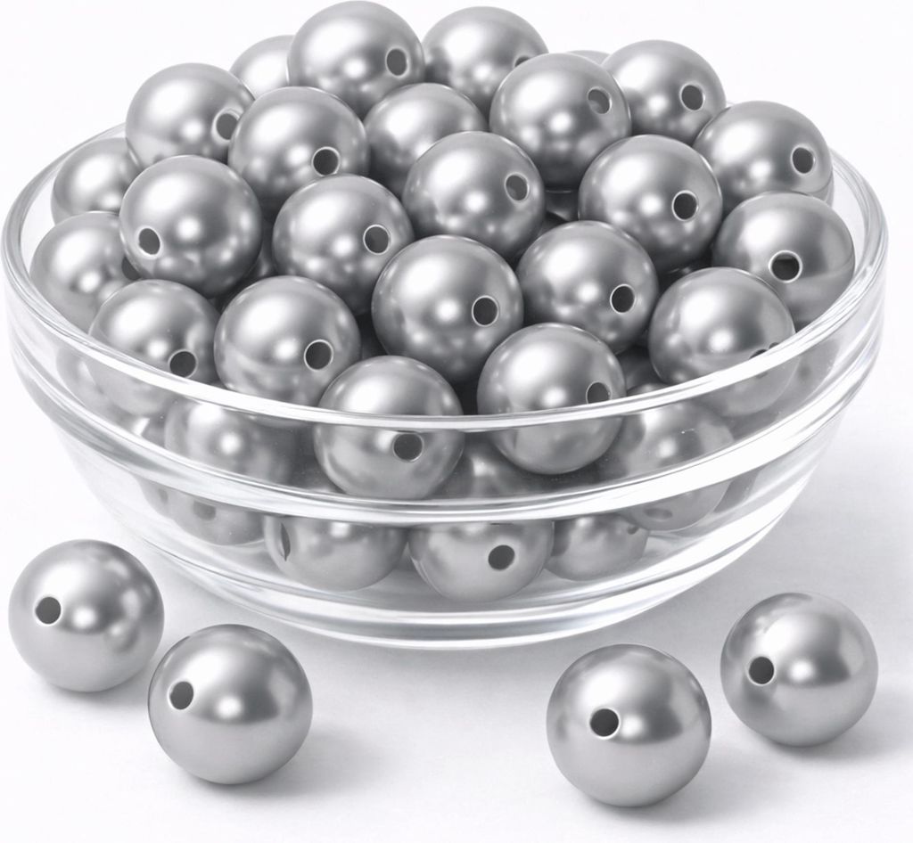 Kunstperlen 300g Wachsperlen Rundperlen 2mm Loch Bastelperlen Großpack silber 14mm