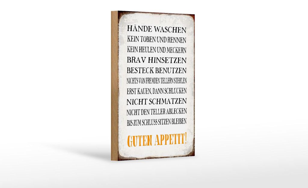 Holzschild Spruch 12x18cm Hände waschen guten Appetit Produktbild 