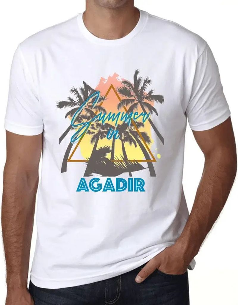 Herren Grafik T-Shirt Palmen Sonnenschein Sommer in Agadir – Palm, Sunshine, Summer In Agadir – Öko-Verantwortlich Vintage Jahrgang Kurzarm Lu...
