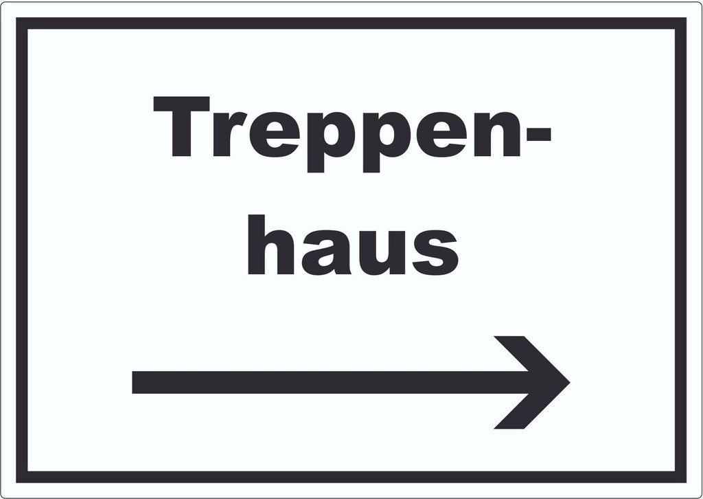 Treppenhaus Aufkleber mit Text und Richtungspfeil rechts Stufen steigen waagerecht A1 (594x841mm)