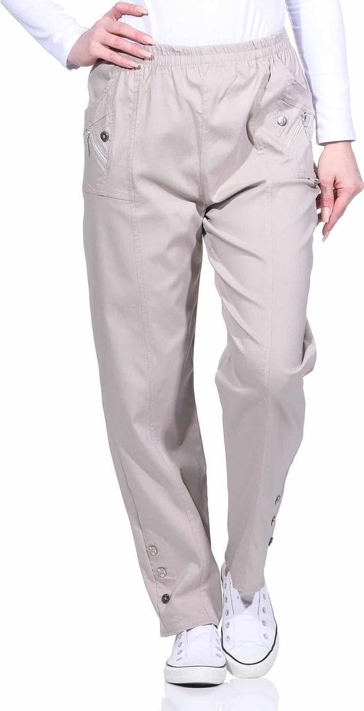 Sommerhose Stretch mit Gummizug 38-54 für Damen leichte Hose gekürzte Beinlänge