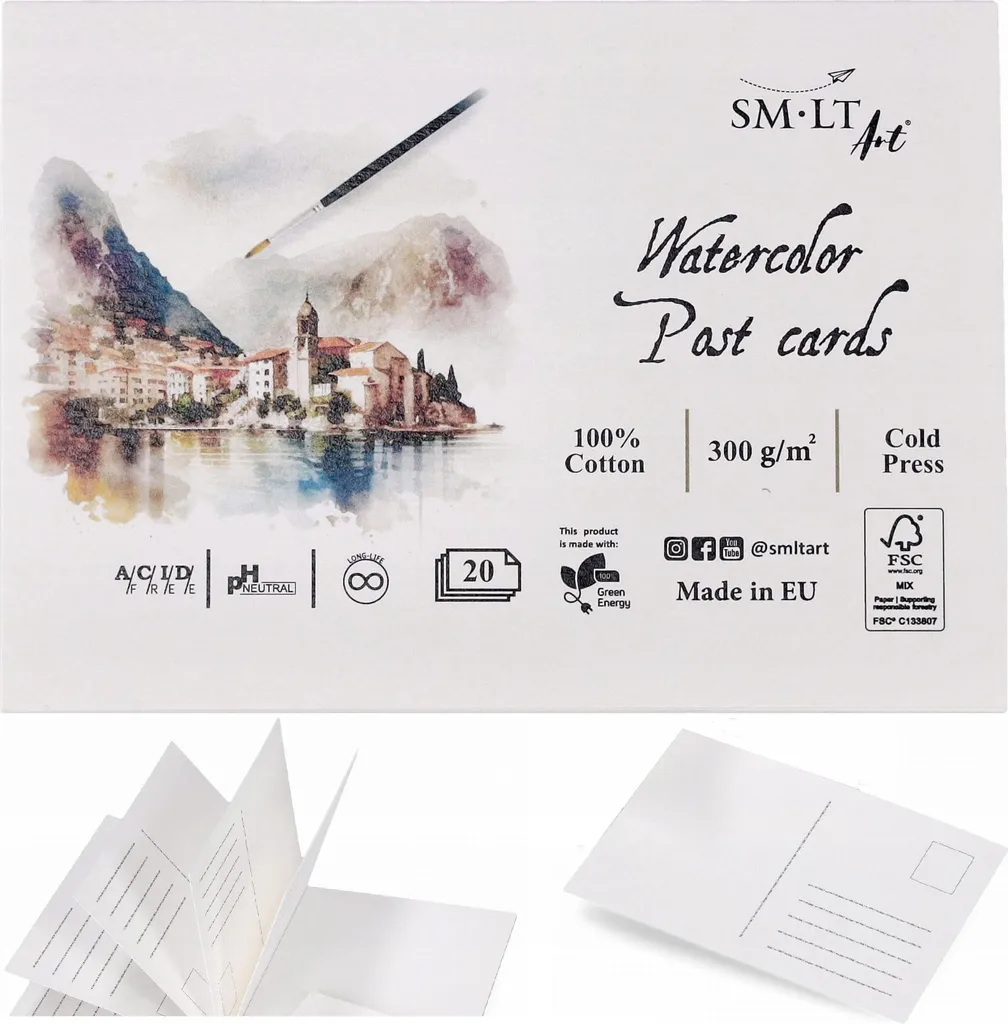 Feuille aquarelle A6 coton SMLTArt 300g anti-gondolement 20 pièces