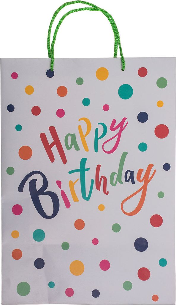 OOTB Geschenktüte Kraftpapier Happy Birthday Bunt