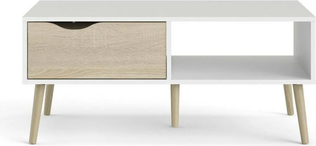 Tavolino da Salotto OSLO Bianco / Rovere | Tavolo TV Salvaspazio - 5