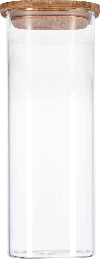 TP Vorratsglas mit Bambusdeckel, Glas Behälter für Lebensmittel, luftdicht, spülmaschinenfest - eckig 2200ml