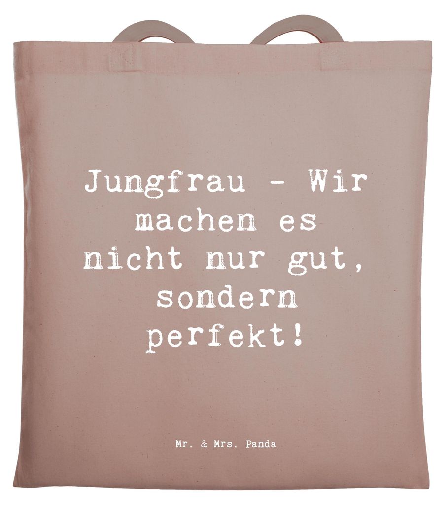 Mr. & Mrs. Panda Jutetasche Spruch Jungfrau Perfektion - Braun Pastell - Geschenk, Sternzeichen, Organisation, Laptoptasche, Jutebeutel, Detailverl...