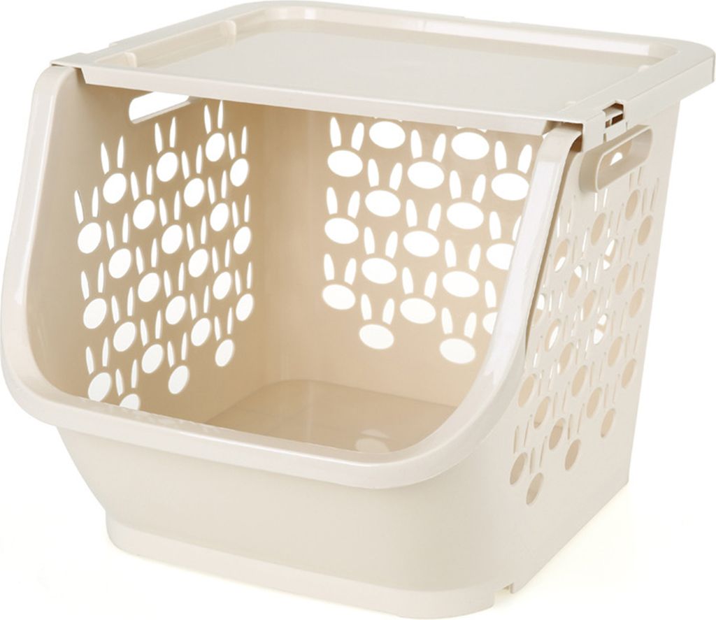 Set Aufbewahrungskorb, stapelbar, platzsparend, Tragegriff, hohles Design, hohe Kapazität, Küchen-Organizer für Obst und Gemüse, Regal für Hau...