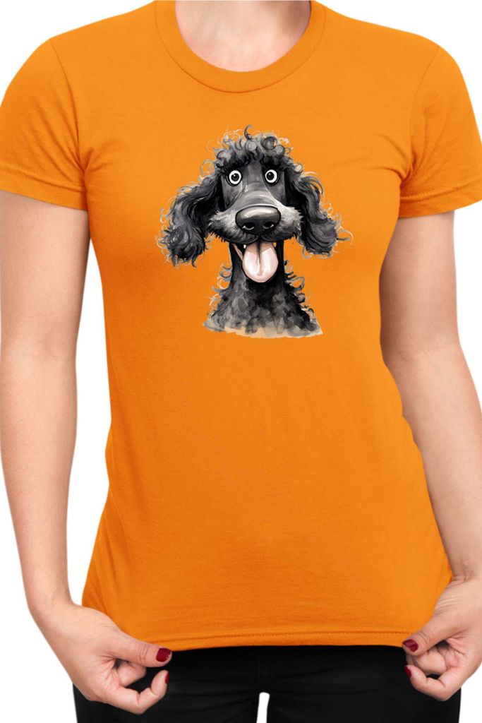 Damen T-Shirt Funny Dogs Breeds Standard Poodle Dog Breed 020, Lady XL / Orange