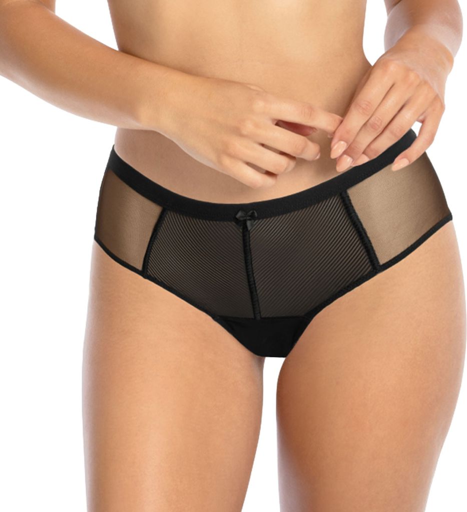 Gaia Dame Slip Unterhose Gestreift Netz Unterhose Schleife Bund 1058P Sonia, Schwarz, 3XL