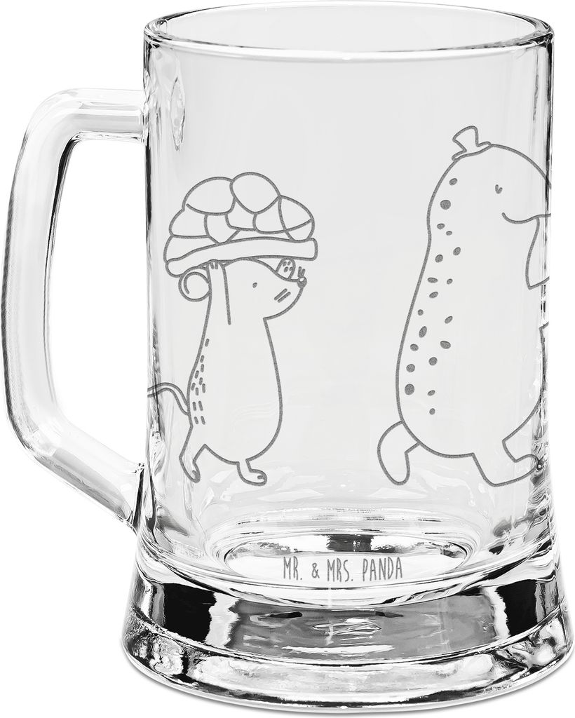 Mr. & Mrs. Panda Krug Schildkröte Maus - Transparent - Geschenk, Gravur Bierkrug, Mit, Freunde, Beste, Humpen, Seidel, Glaskrug