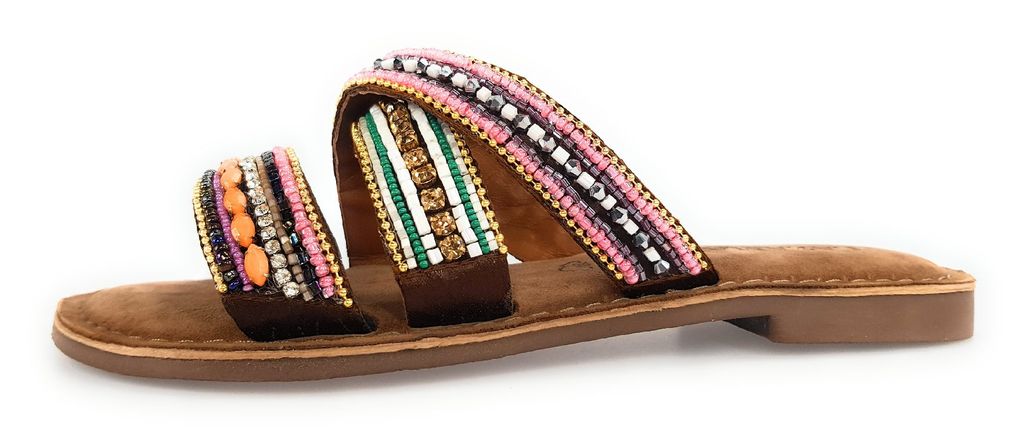 Lazamani Marlin Damen Leder Pantoletten Tan Größe 38